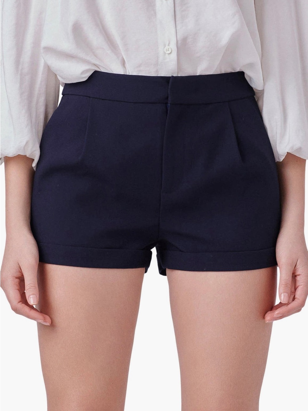 Endless Rose Pleated Navy Low Rise Shorts